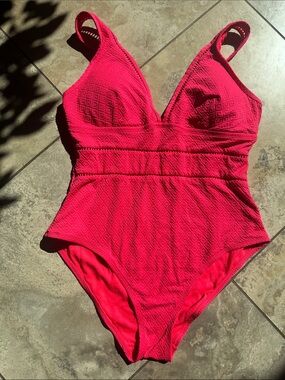 Bright Hot Pink Textured One-Piece Swimsuit